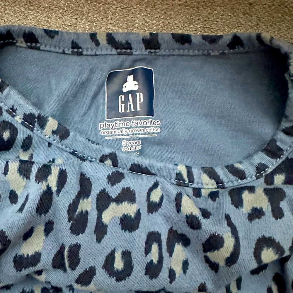 Gap Kids Cotton Long Sleeve Blue Cheetah Print Long Sleeve Babydoll Shirt Top